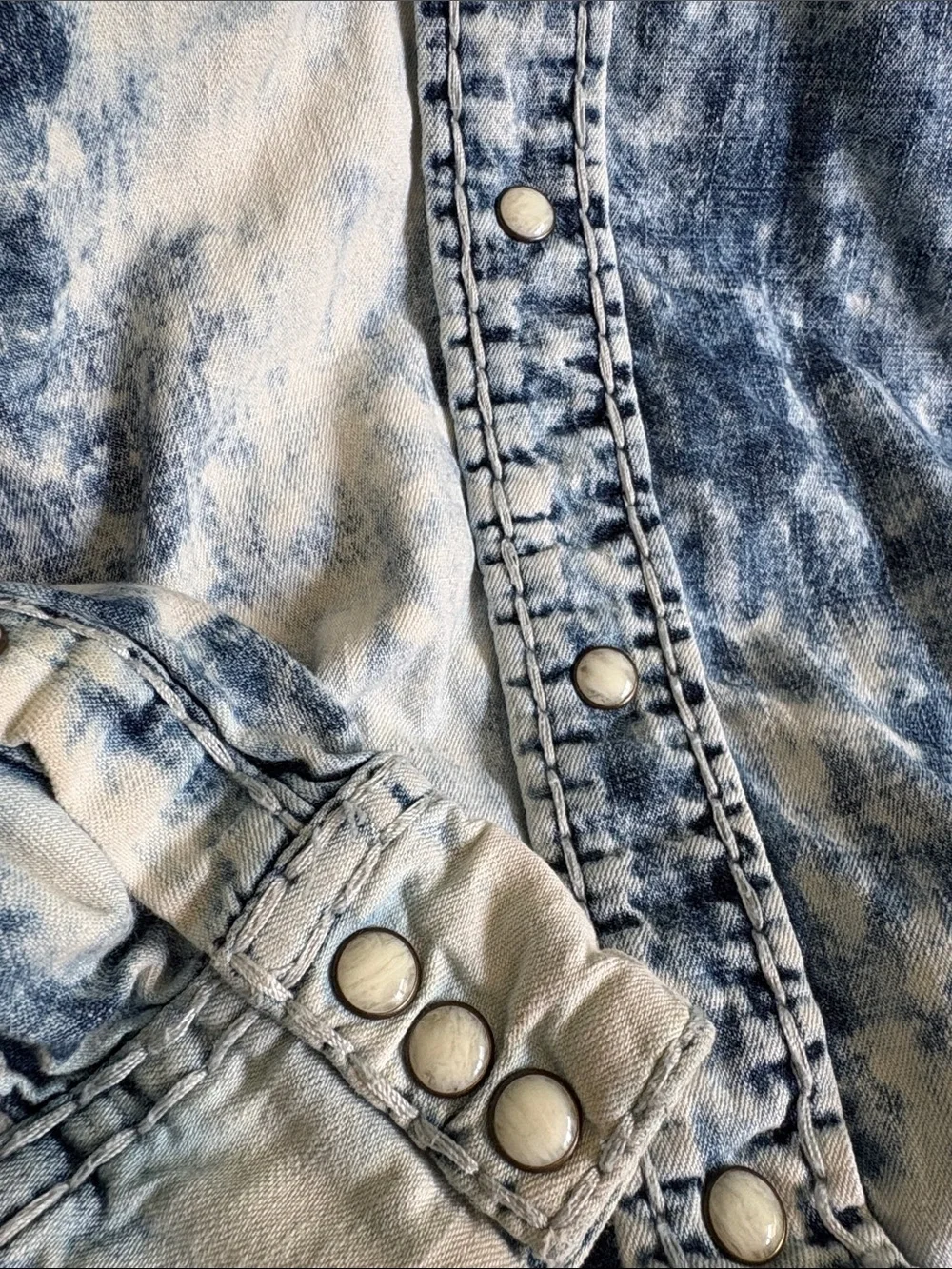 True Religion Two-Tone Acid Wash Denim Shirt